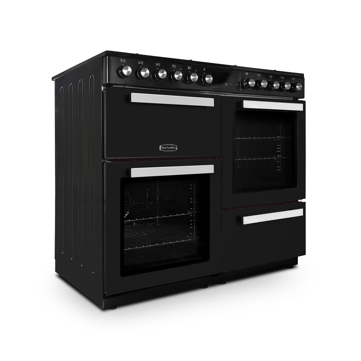 Montpellier MDFRC100K Dual Fuel Range Cooker in Black