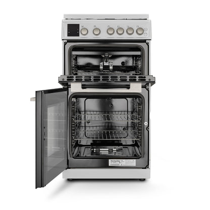 Montpellier MDOG50LW 50cm Gas Double Oven With Lid White - LPG Jets Included
