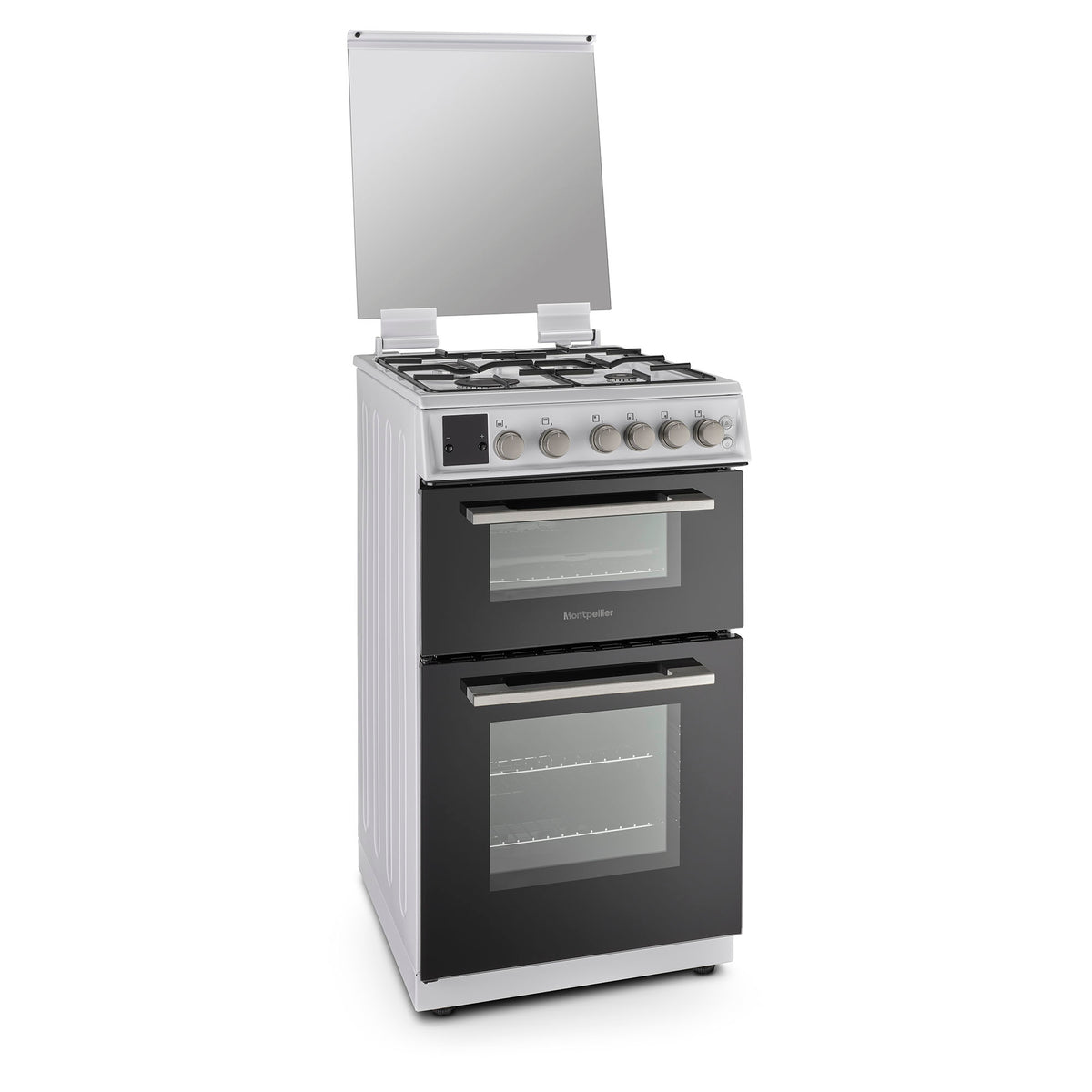 Montpellier MDOG50LW 50cm Gas Double Oven With Lid White - LPG Jets Included
