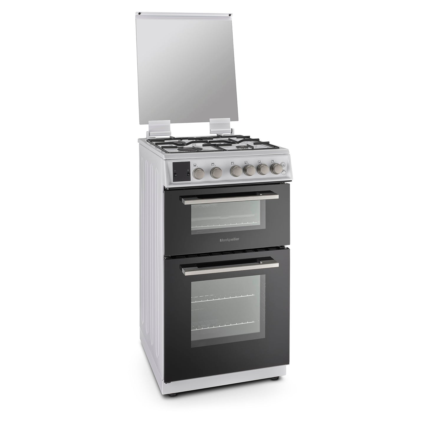 Montpellier MDOG50LW 50cm Gas Double Oven With Lid White - LPG Jets Included