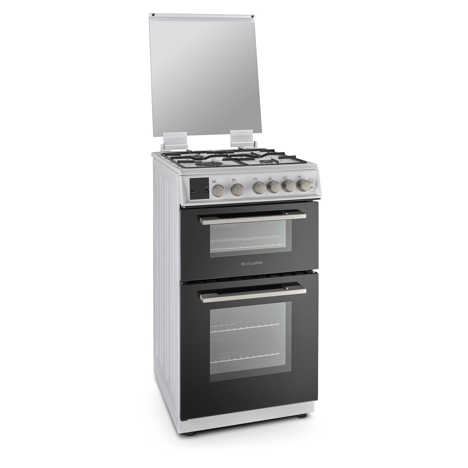 Montpellier MDOG50LW 50cm Gas Double Oven With Lid White - LPG Jets Included