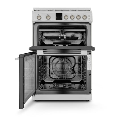 Montpellier MDOG60LW 60cm Gas Double Oven With lid White - LPG Jets Included