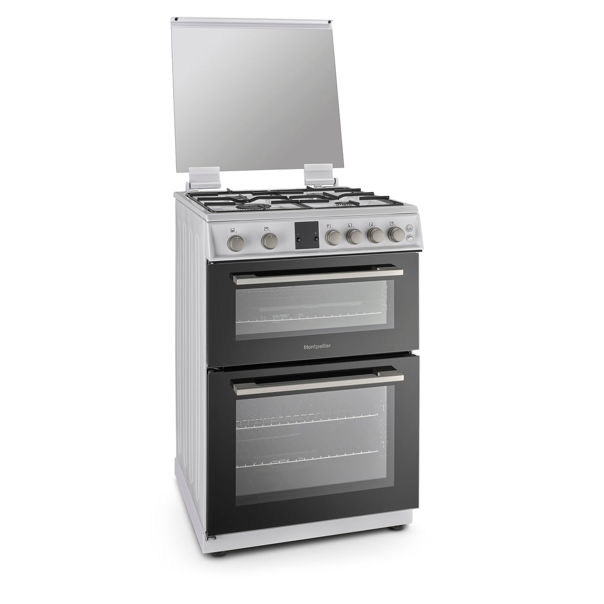 Montpellier MDOG60LW 60cm Gas Double Oven With lid White - LPG Jets Included