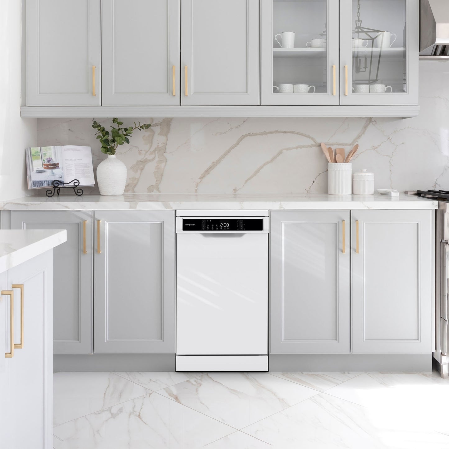 Montpellier MDWD1064W 45cm Freestanding Slimline Dishwasher in White