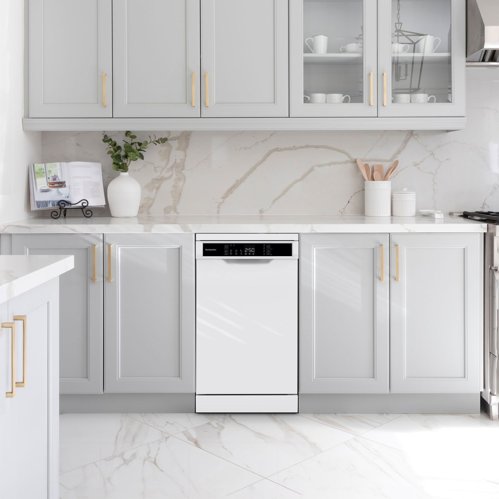 Montpellier MDWD1064W 45cm Freestanding Slimline Dishwasher in White