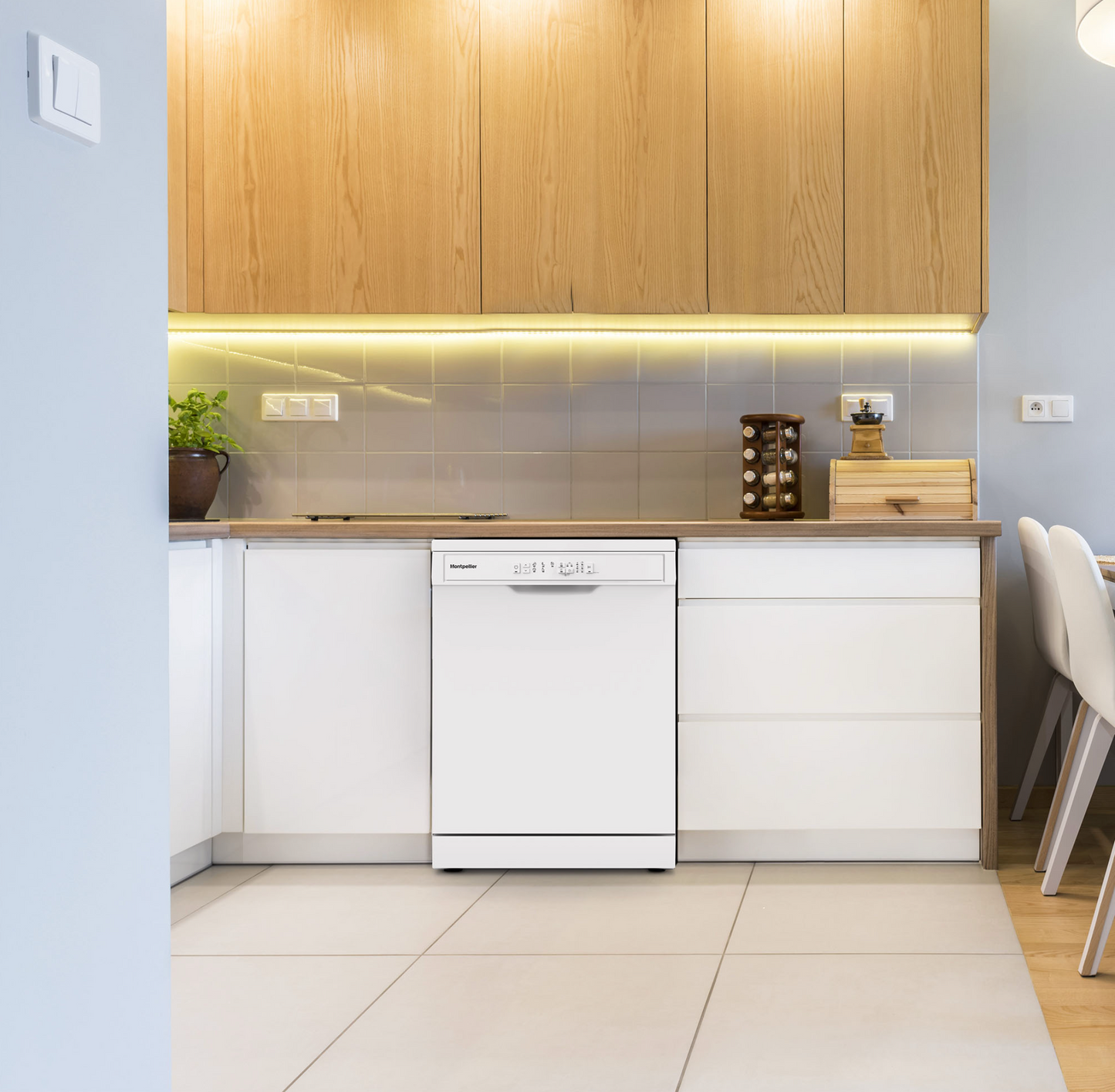 Montpellier MDWD1354W 60cm Freestanding Dishwasher in White