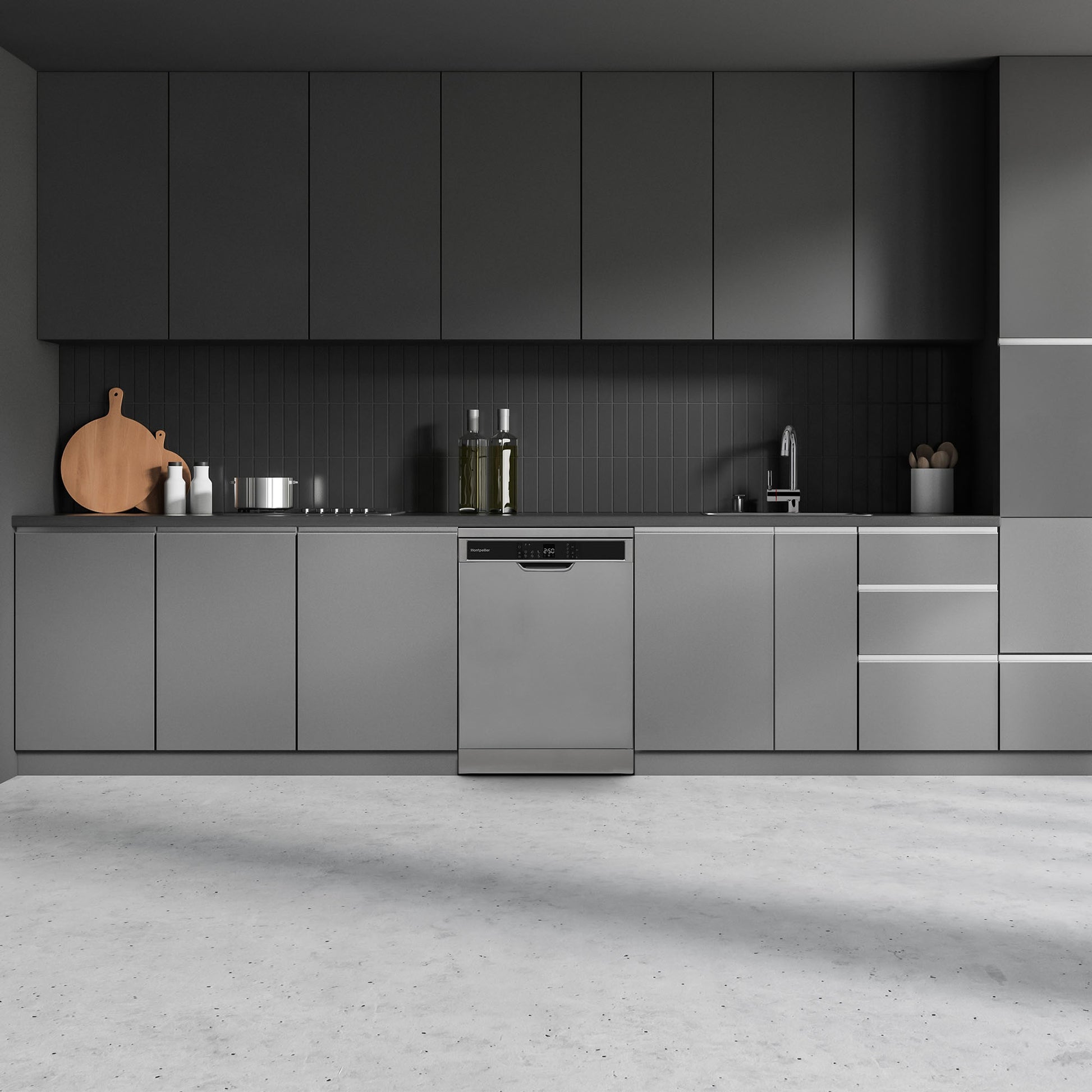Montpellier MDWD1464S 60cm Freestanding Dishwasher in Silver