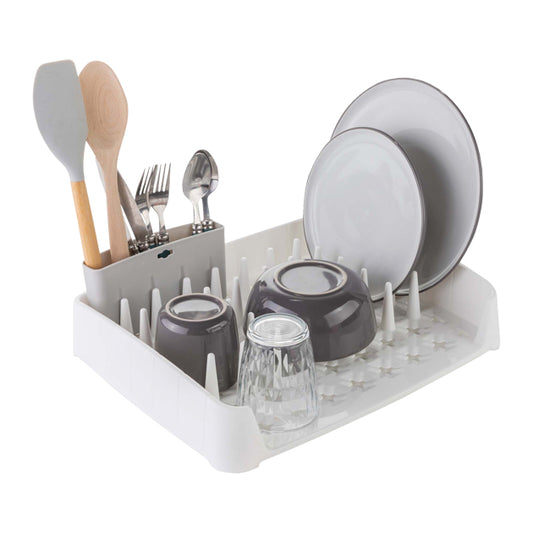 DISH RACK WITH CADDY WHITE/GREY