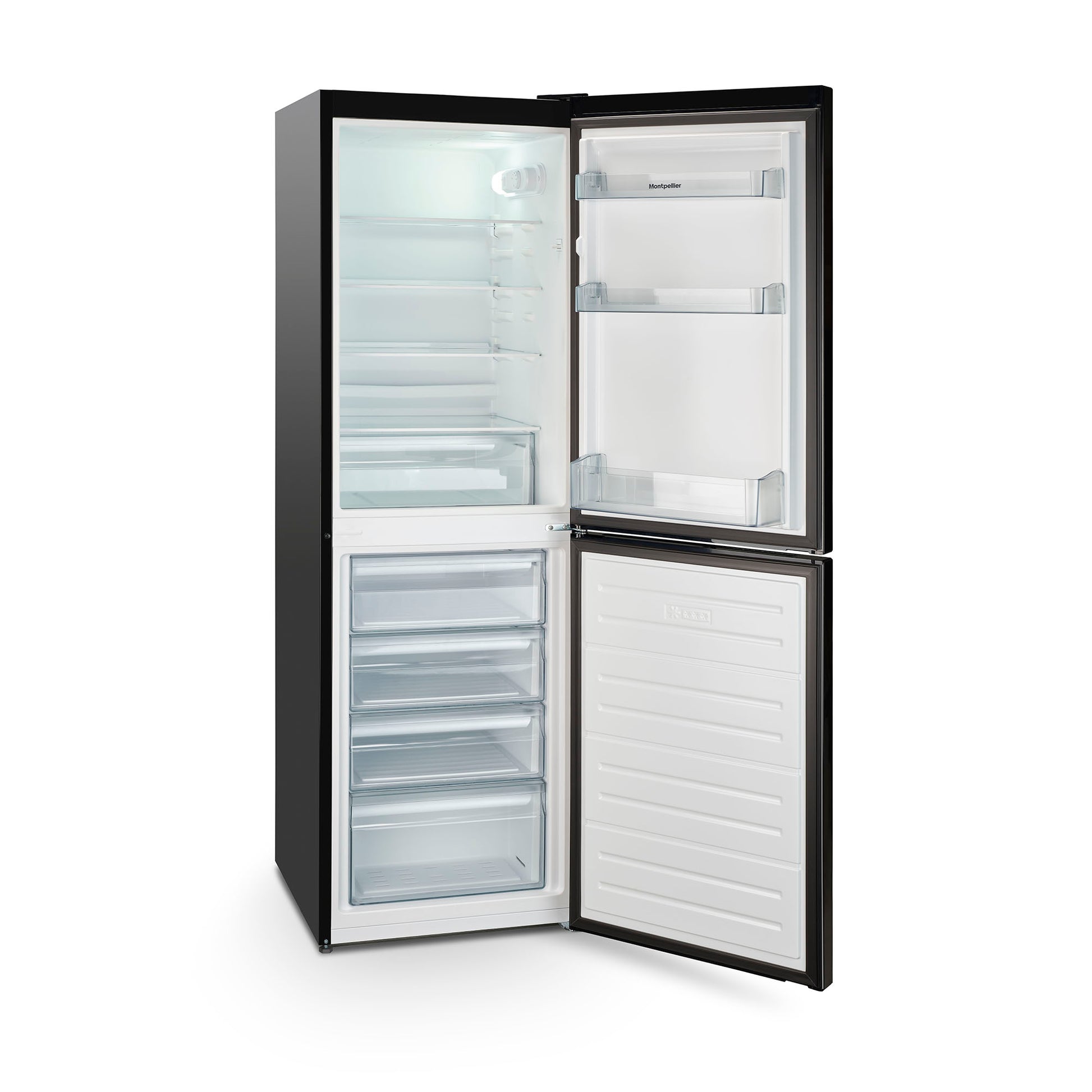 Montpellier MLF1770EK Low Frost Fridge Freezer Black E rated