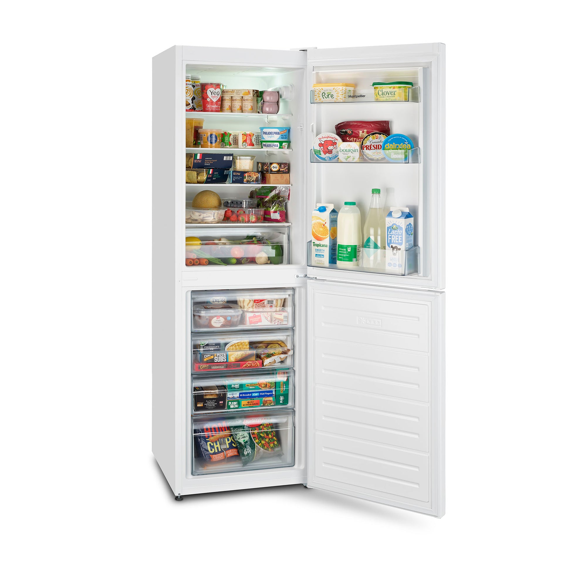 Montpellier MLF1770EW Low Frost Fridge Freezer in White.