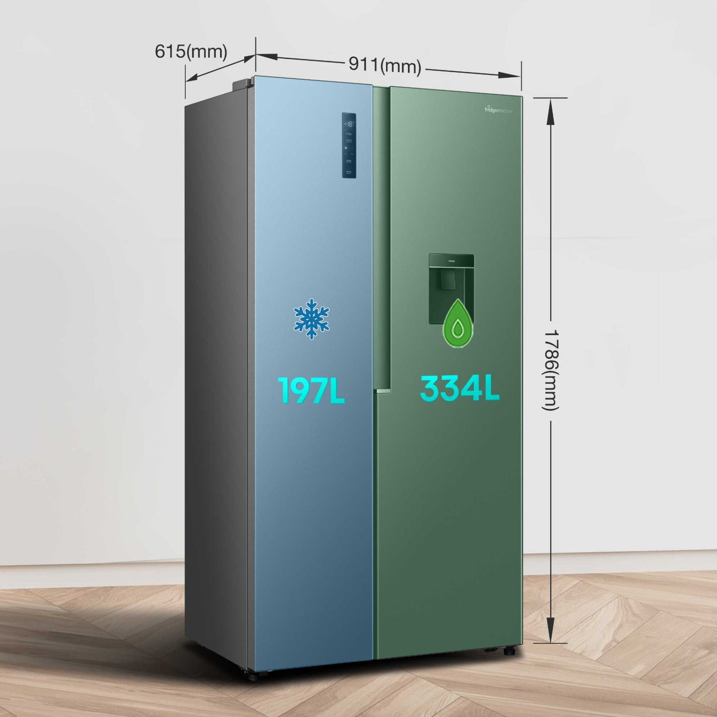 Fridgemaster American Style Fridge Freezer 60/40 Total No Frost - Silver - MS91558DES