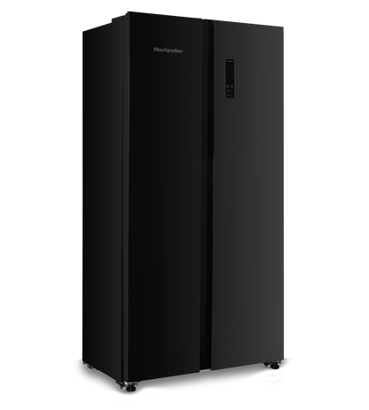 Montpellier MSBS442K American Style Side by Side Fridge Freezer in Black