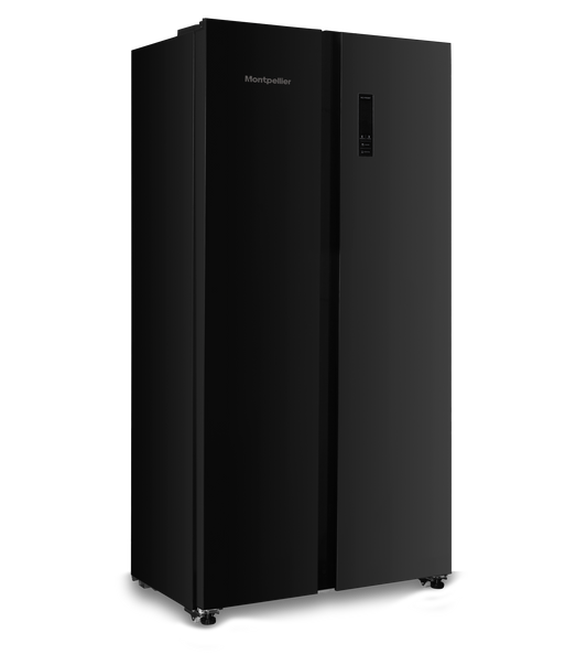 Montpellier MSBS442K American Style Side by Side Fridge Freezer in Black