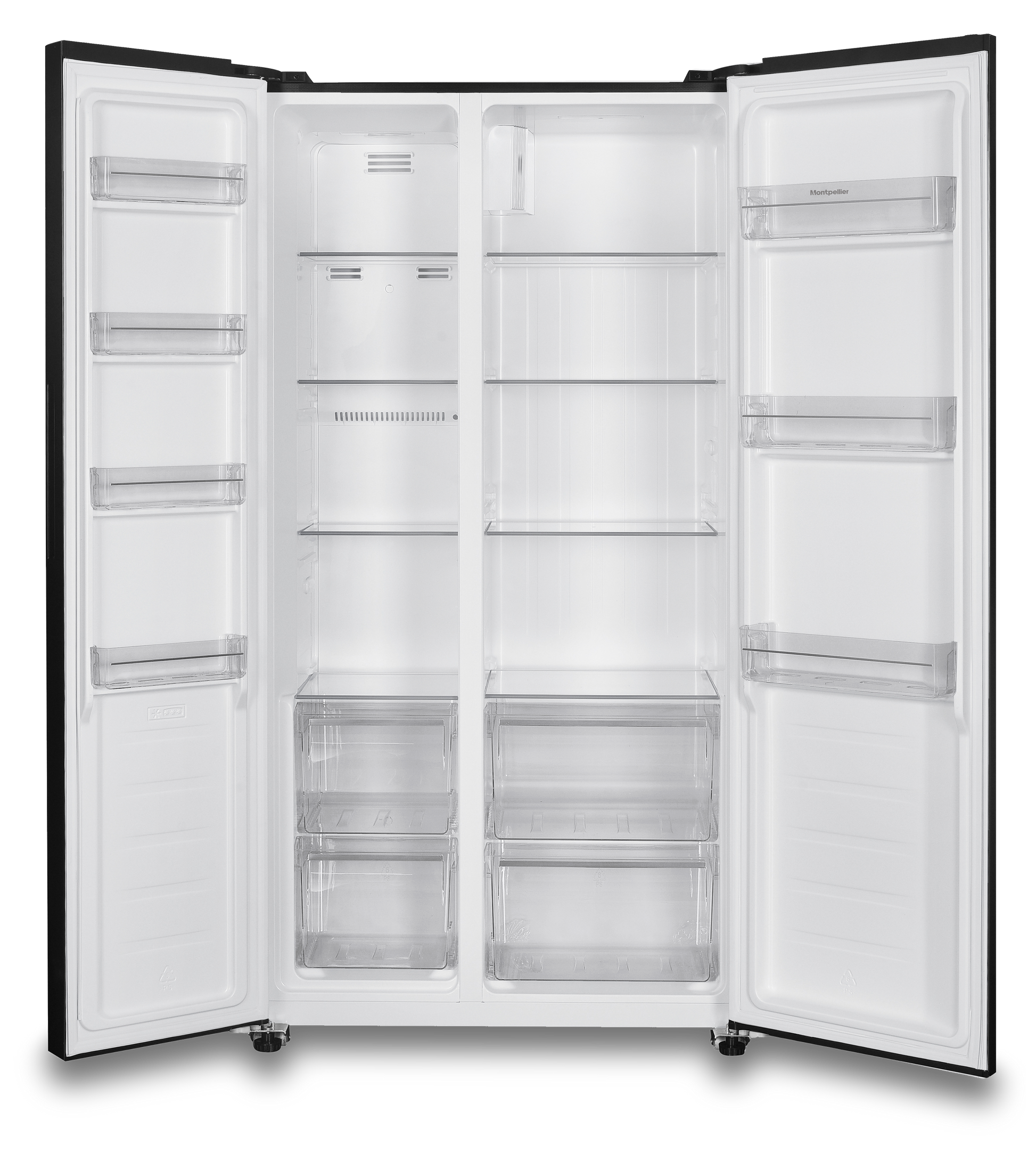 Montpellier MSBS442K American Style Side by Side Fridge Freezer in Black