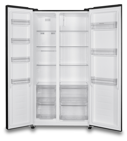 Montpellier MSBS442K American Style Side by Side Fridge Freezer in Black