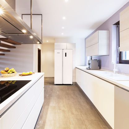 Montpellier MSBS442W American Style Side by Side Fridge Freezer in White