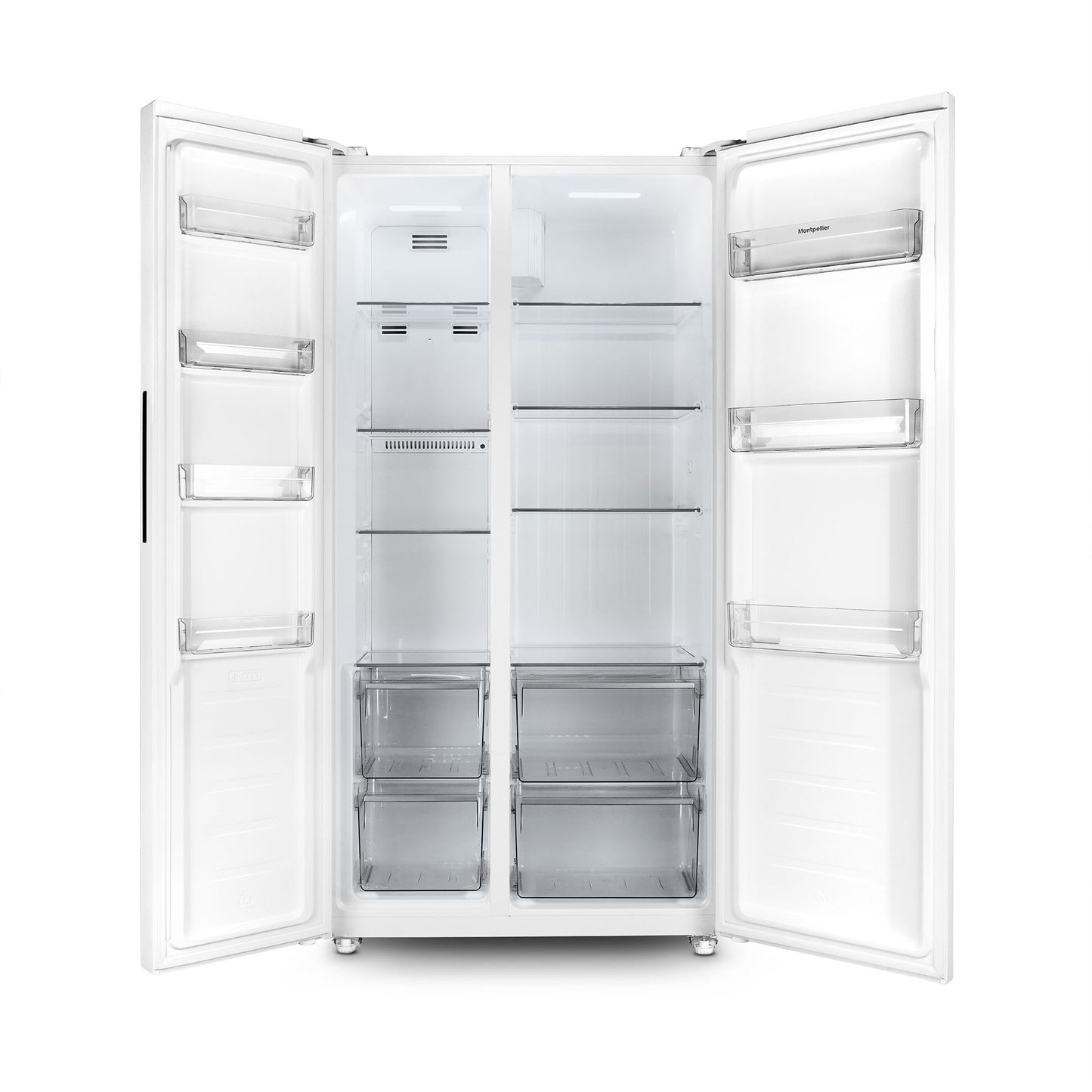 Montpellier MSBS442W American Style Side by Side Fridge Freezer in White