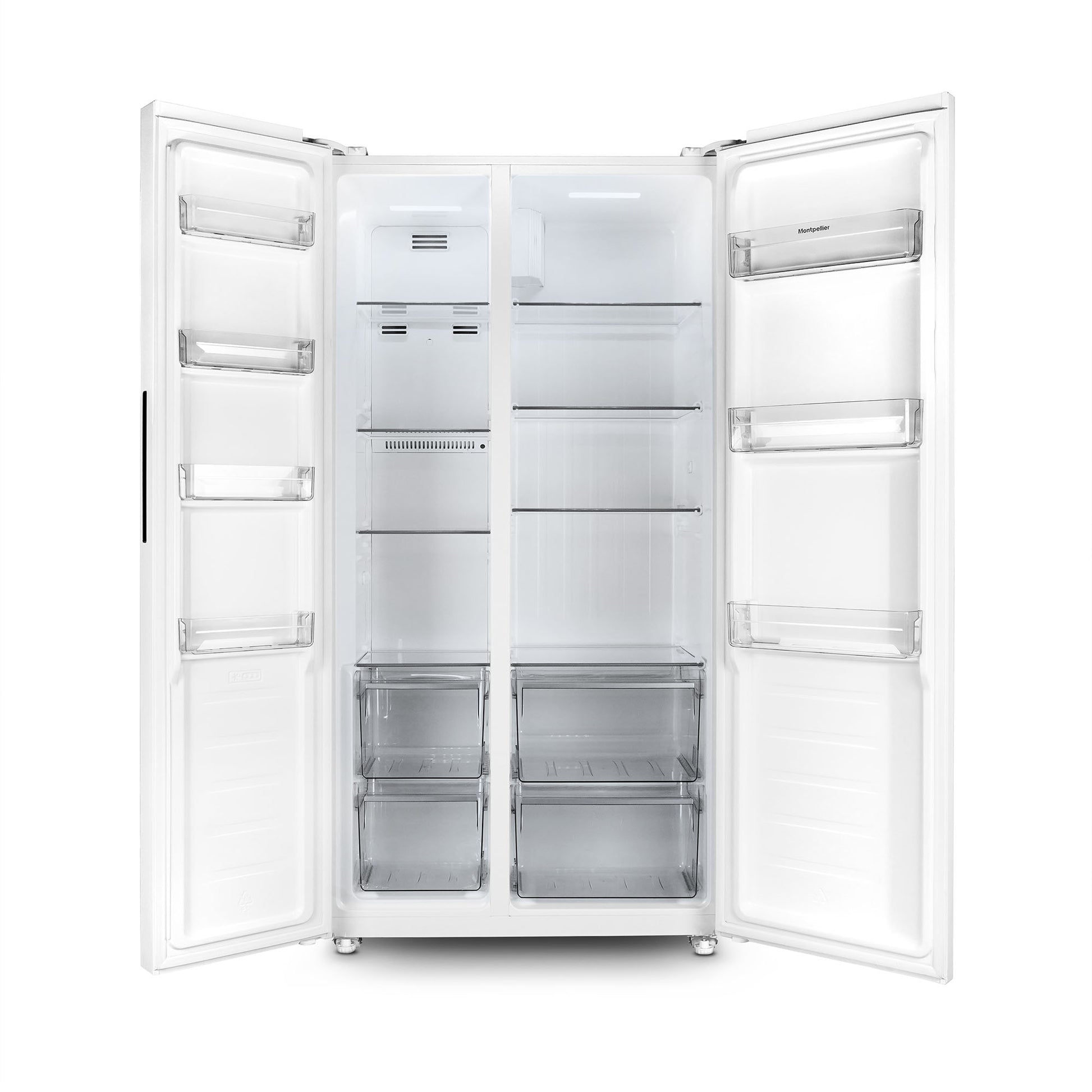 Montpellier MSBS442W American Style Side by Side Fridge Freezer in White