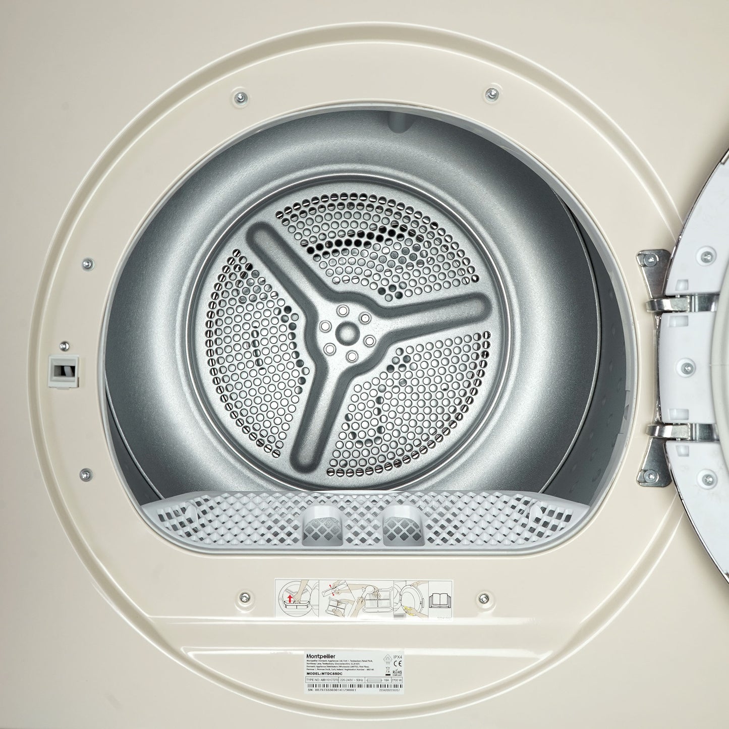 Montpellier MTDC8SDC 8KG CONDENSER Sensor Dry Tumble Dryer in CREAM