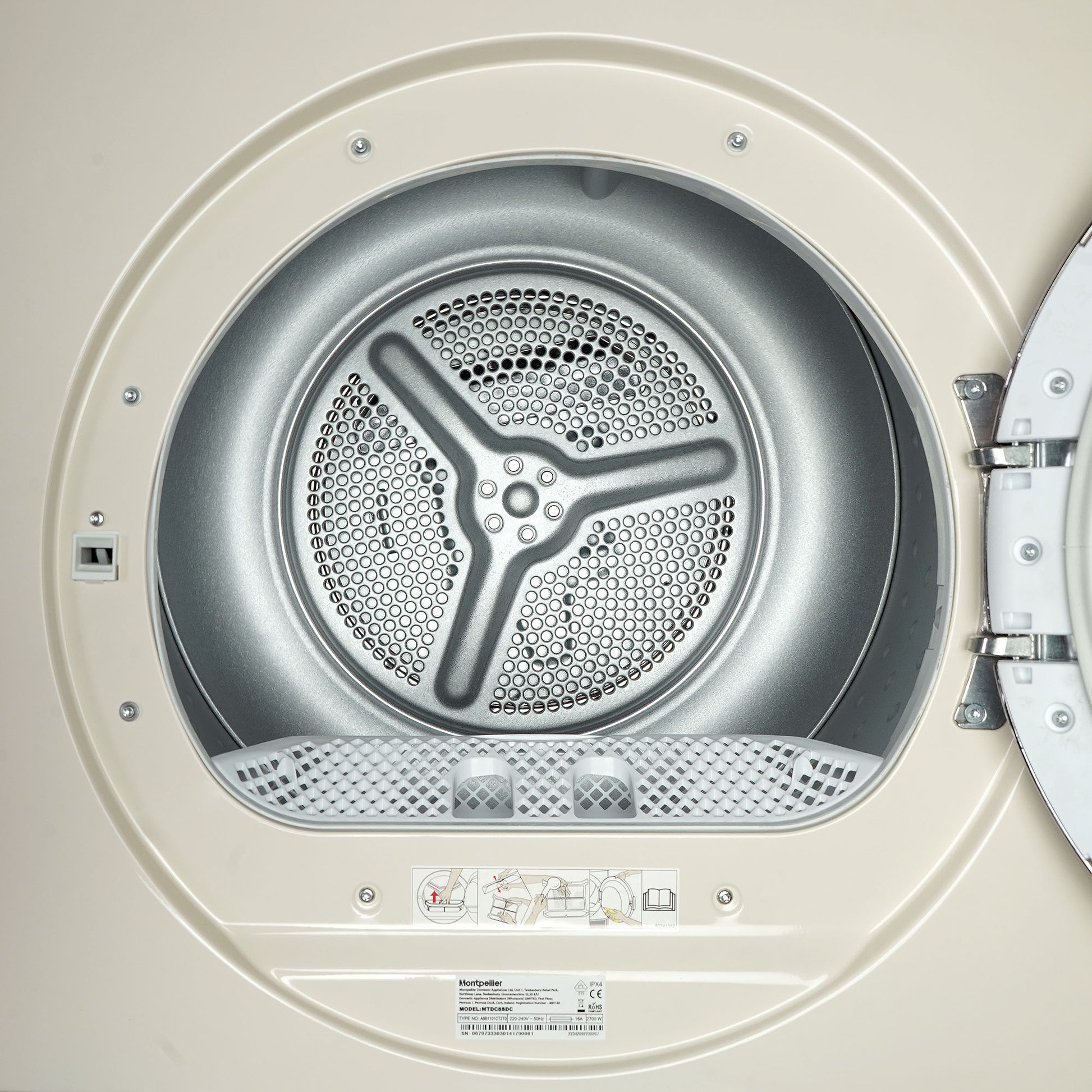 Montpellier MTDC8SDC 8KG CONDENSER Sensor Dry Tumble Dryer in CREAM