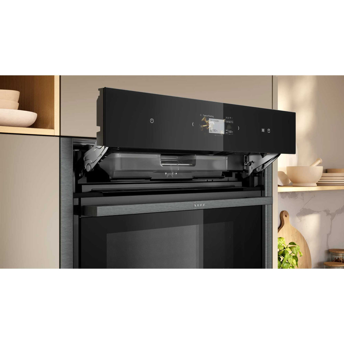 NEFF N 90 B64VS71G0B Slide&Hide Built-In Smart Single Oven with Steam Function - Graphite Grey