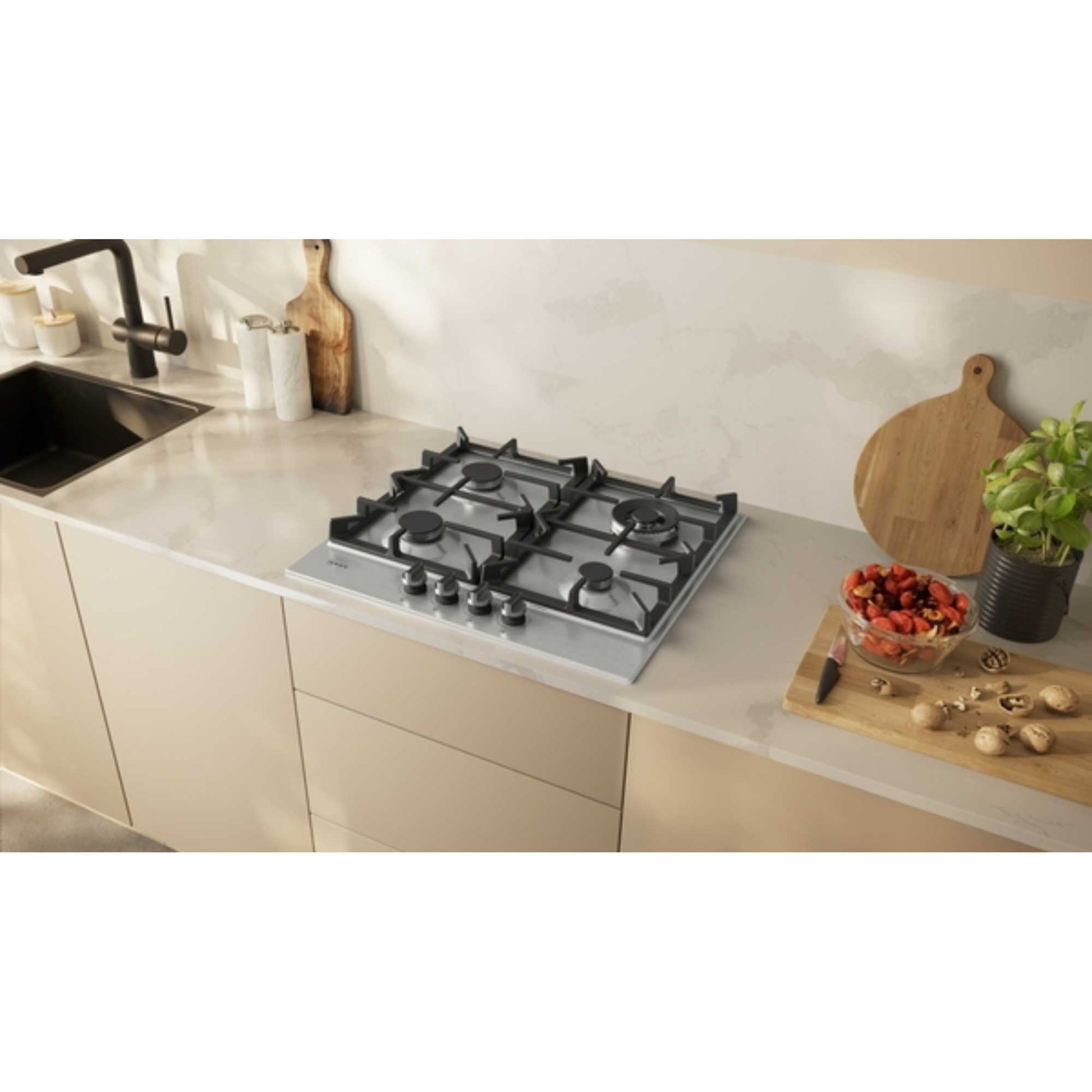 NEFF T26CIH8N0 N70 60cm 4 Burner Gas Hob - Stainless Steel