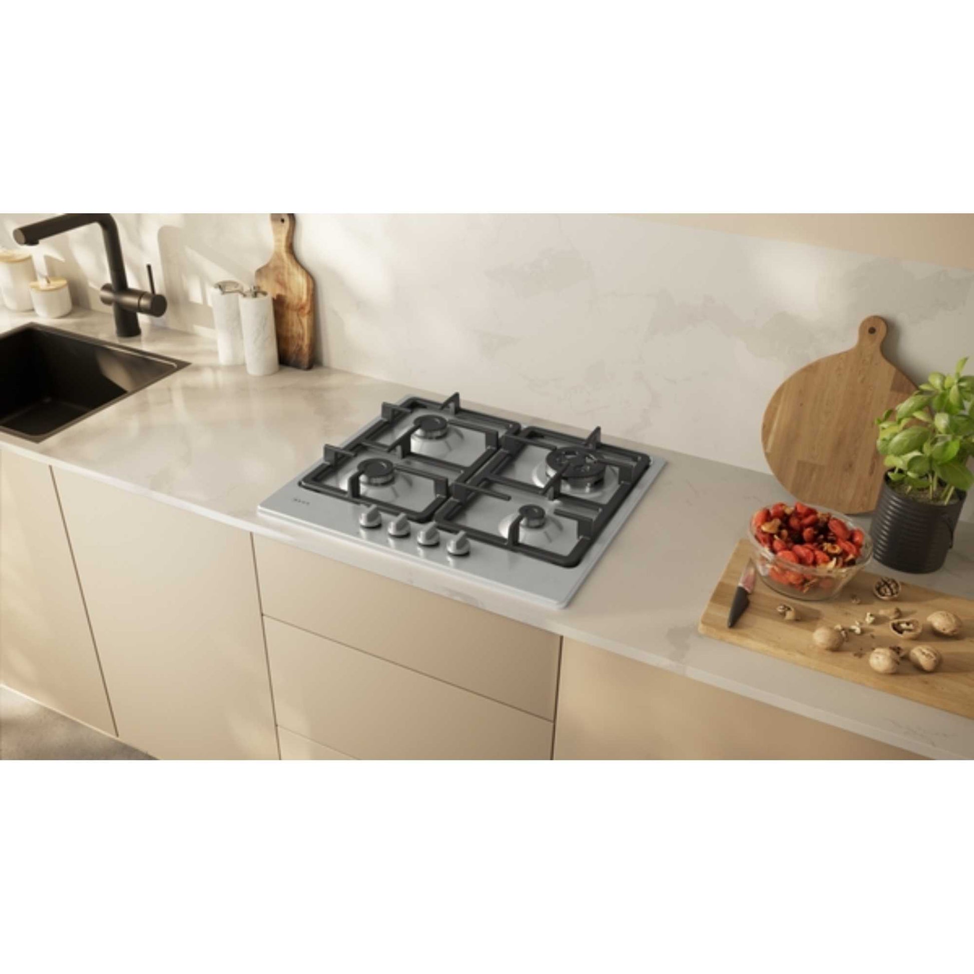 NEFF T26GKH8N0 N50 60cm 4 Burner Gas Hob - Stainless Steel