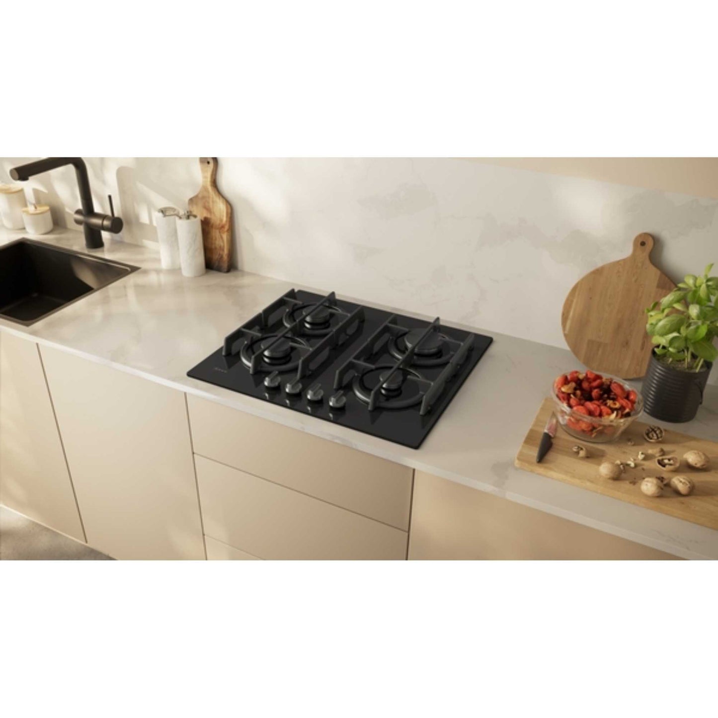 NEFF T26PIP4S0 N70 60cm 4 Burner Gas Hob - Black
