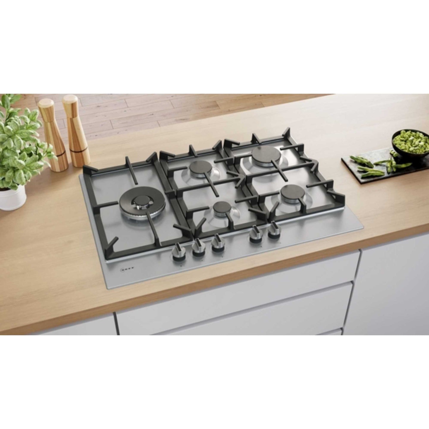 NEFF T27CIS8N0 N70 75cm 5 Burner Gas Hob - Stainless Steel