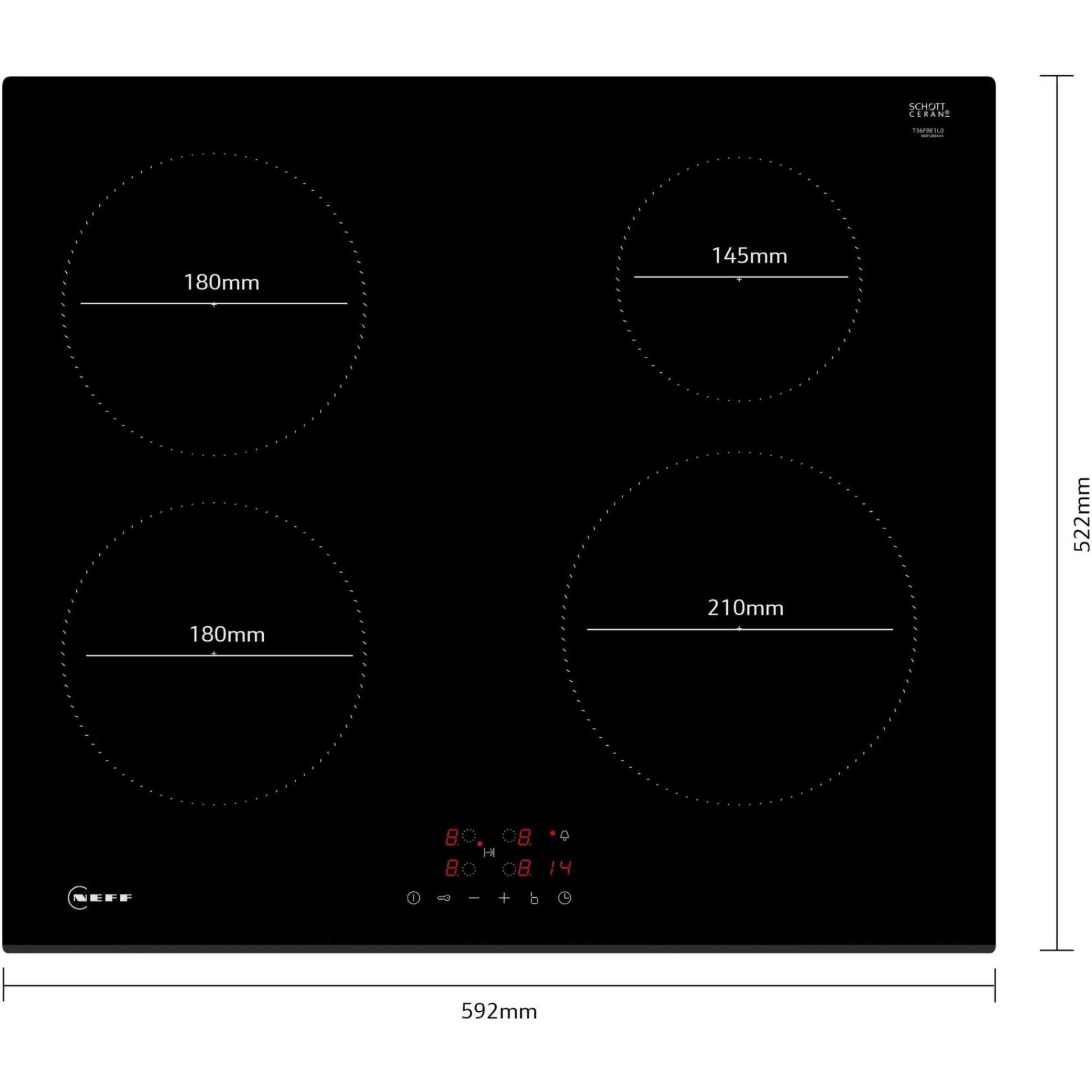 NEFF T36FBE1L0 N30 60cm 4 Burner Hob - Black