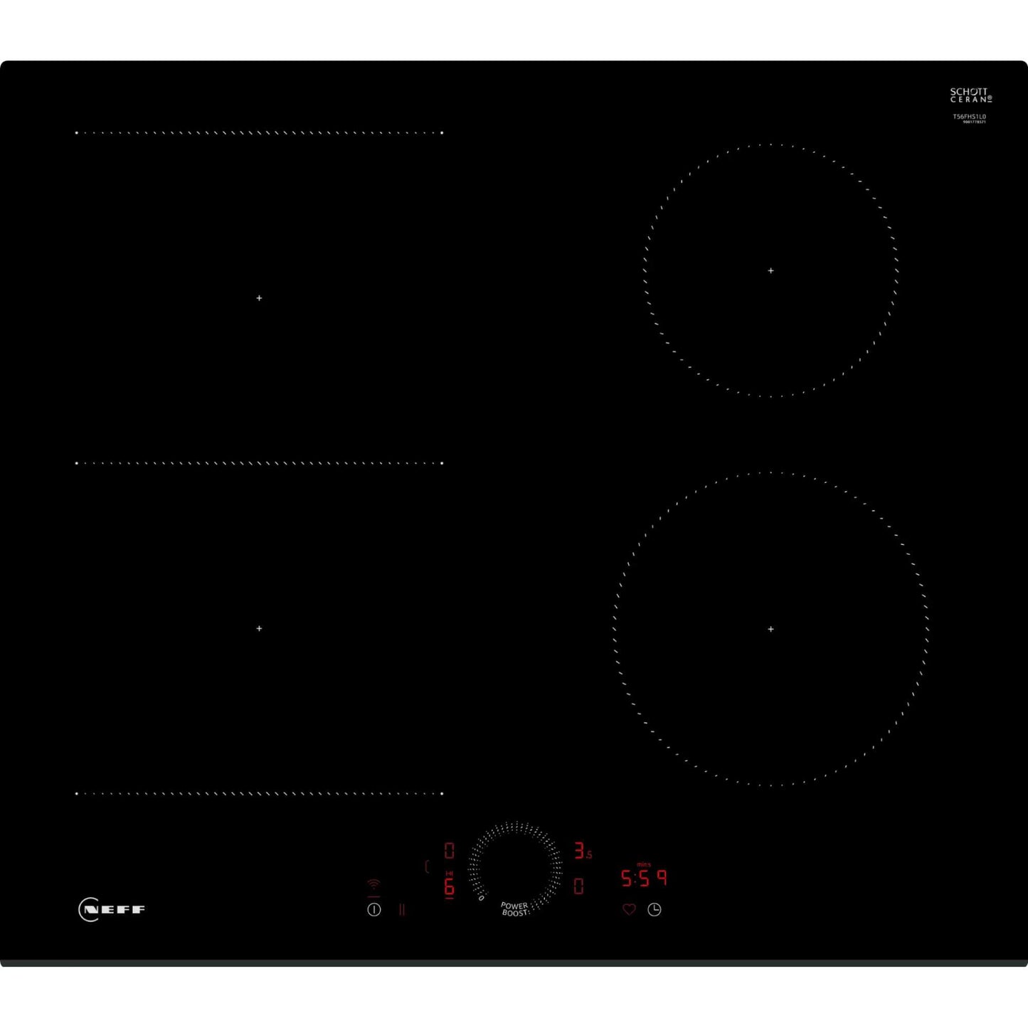 NEFF T56FHS1L0 N 70 60cm 4 Zone Smart Induction Hob - Black