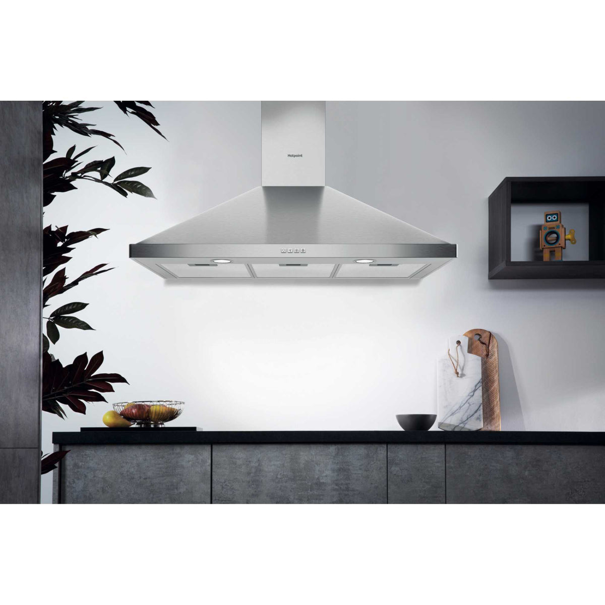 Hotpoint PHPN9.5FLMX/1 90cm Chimney Pyramid Cooker Hood - Stainless Steel