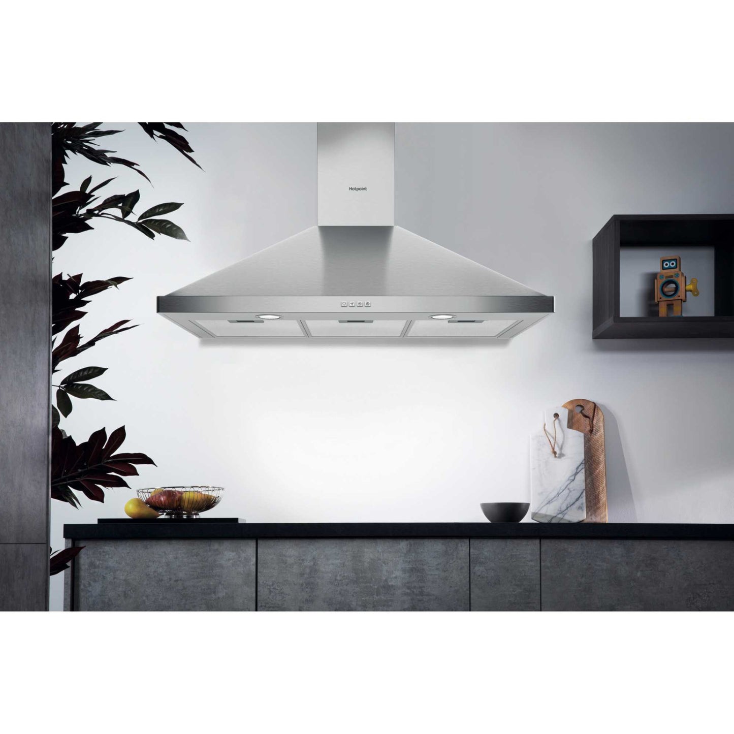 Hotpoint PHPN9.5FLMX/1 90cm Chimney Pyramid Cooker Hood - Stainless Steel