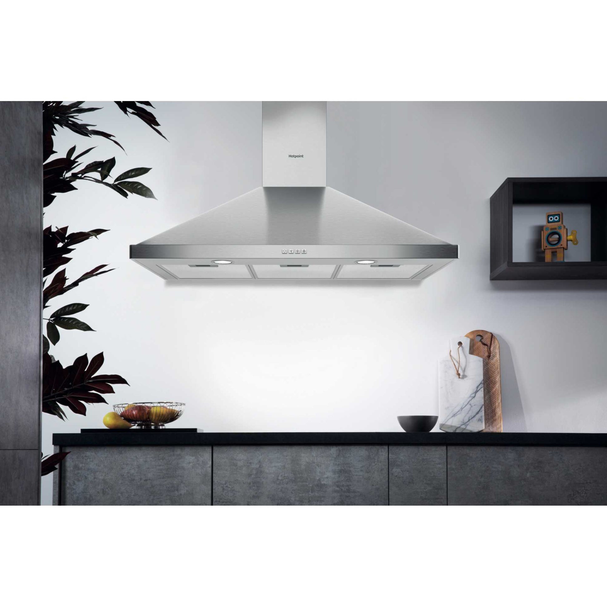 Hotpoint PHPN9.5FLMX/1 90cm Chimney Pyramid Cooker Hood - Stainless Steel