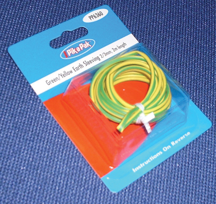 2M EARTH SLEEVING GREEN & YELLOW 2-3MM
