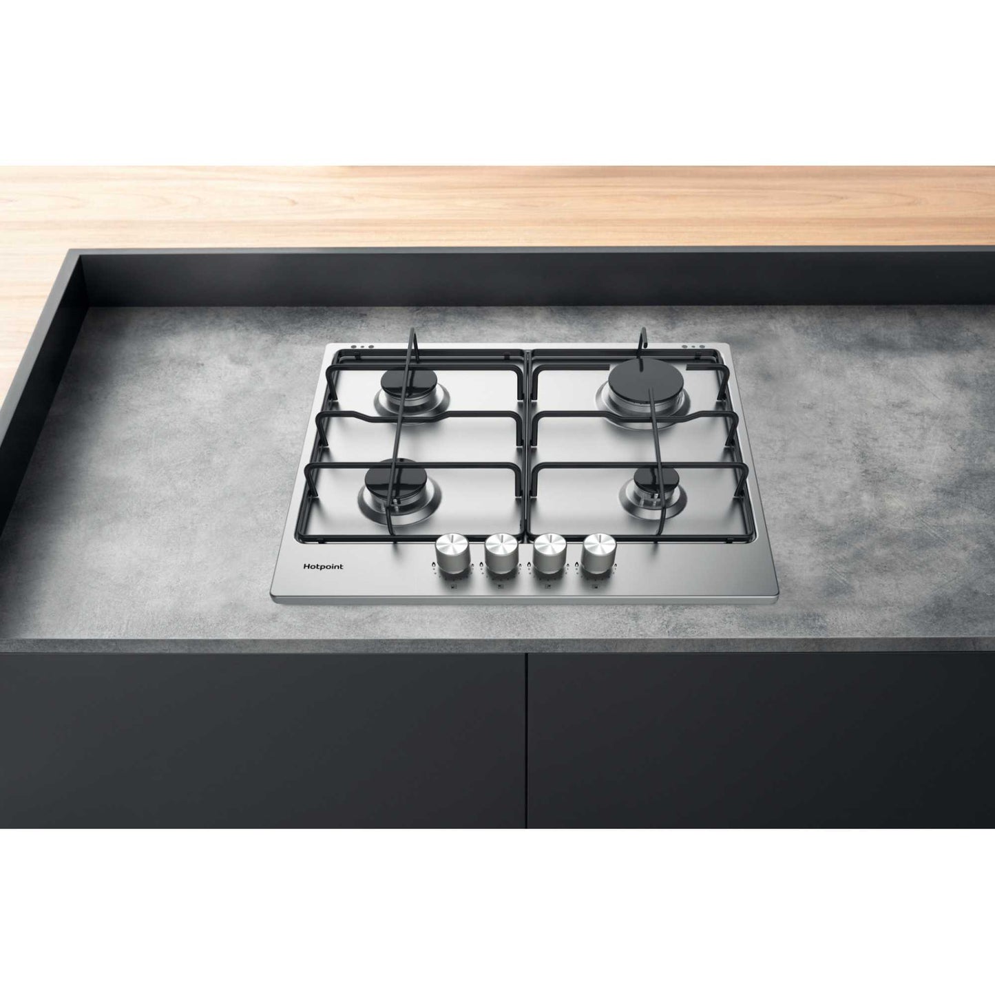 Hotpoint PPH 60P F IX UK 60cm 4 Burner Gas Hob - Silver
