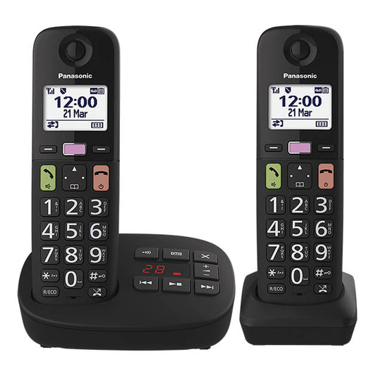 TWIN BIG BUTTON CORDLESS DECT PHONES ANSWER MACHI