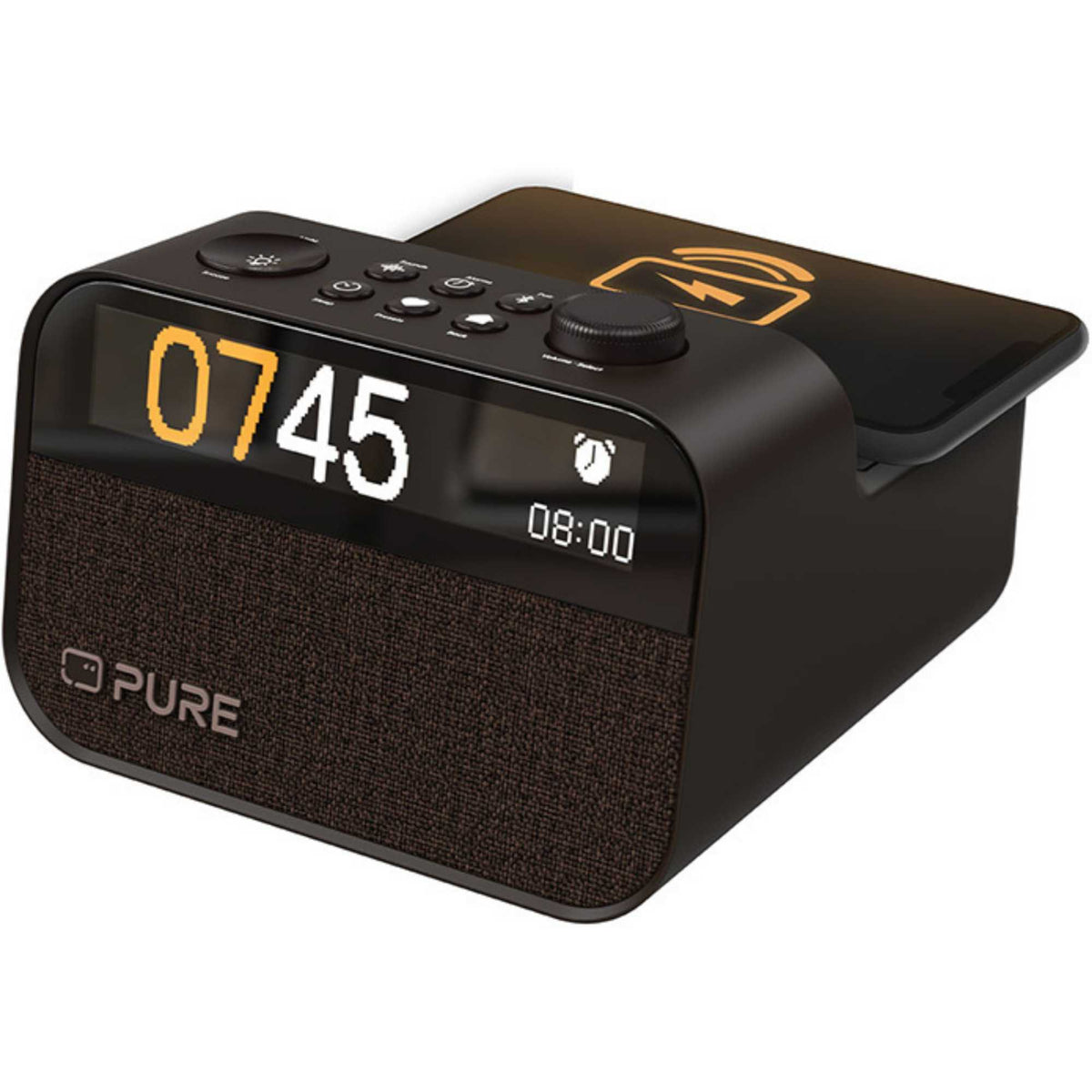 Pure Moment Charge Alarm Clock Radio with Wireless Charging - Black