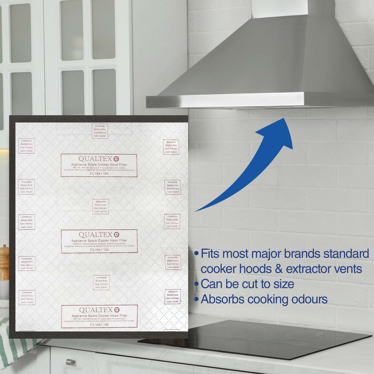 Cooker Hood Filter (Kit) - Cut To Size - Contains x2 Grease Filters and x2 Charcoal