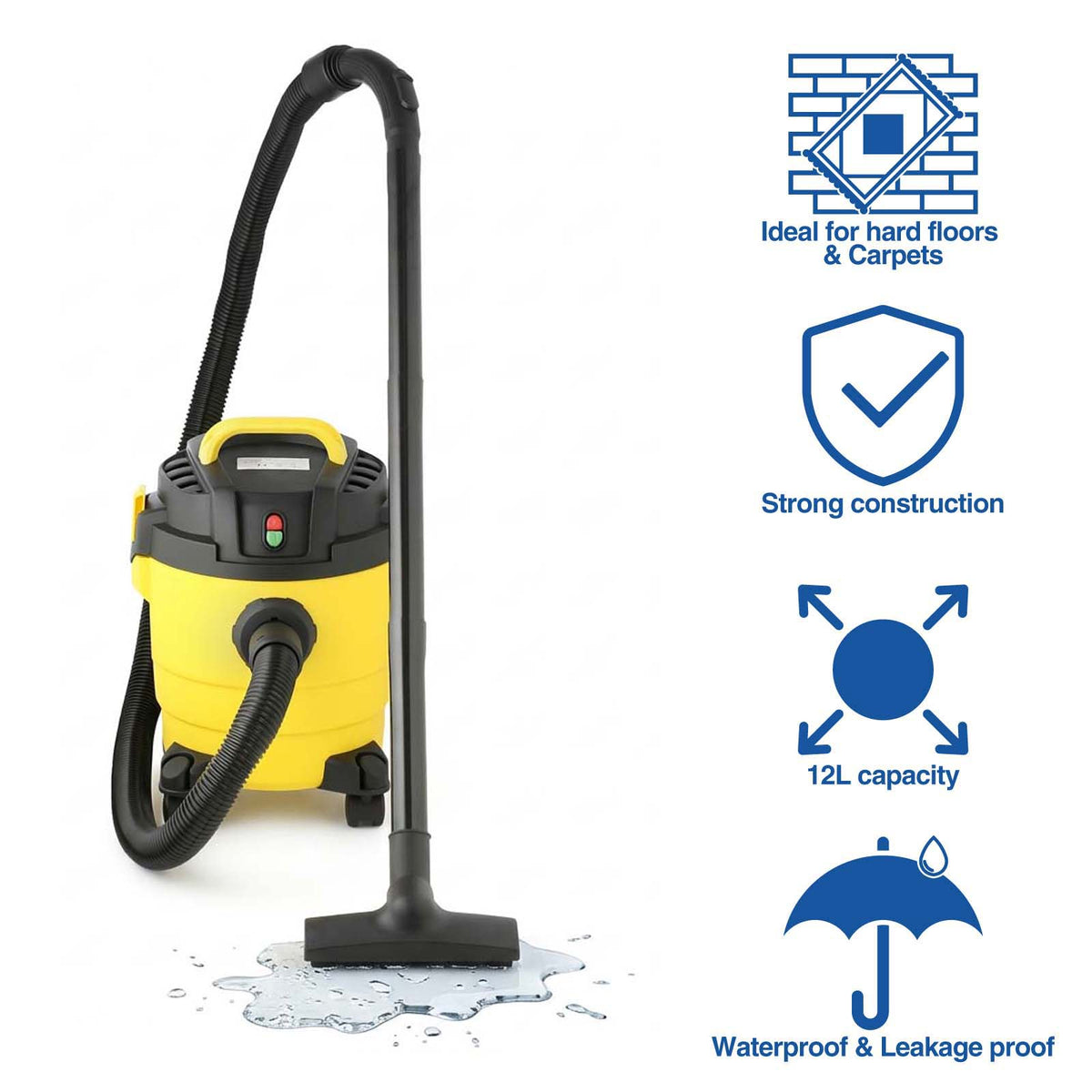 Wet & Dry Vacuum Cleaner - K411 - 12 Litre - 1000W