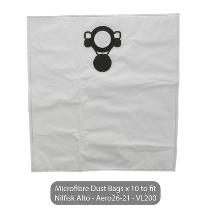 Nilfisk Vacuum Cleaner Microfibre Bags (Pack of 10) - Alto
