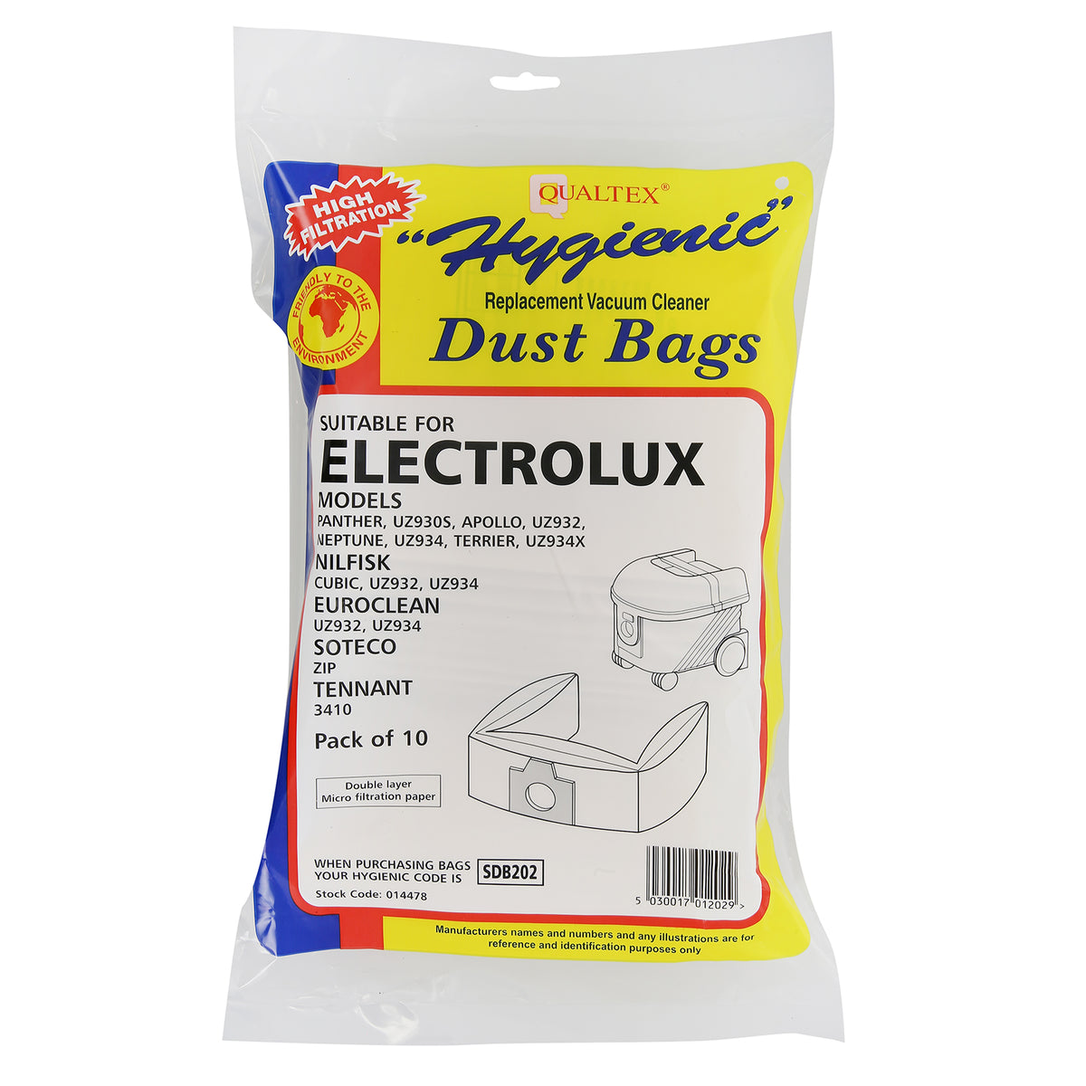 Electrolux Nilfisk Tennant Vacuum Cleaner Paper Bag - UZ932 (Pack of 10)