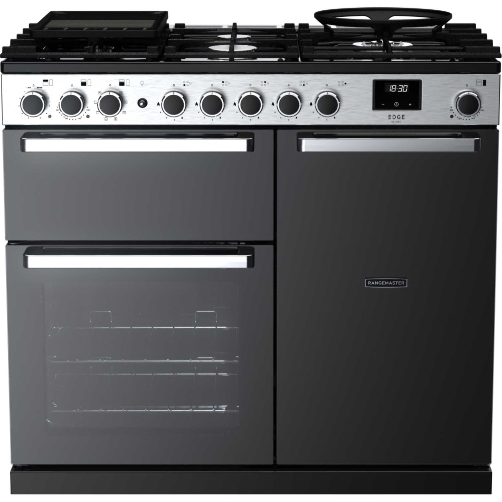 Rangemaster Edge Deluxe 100 100cm Dual Fuel Range Cooker - EDDL100DFGBLK/CM1