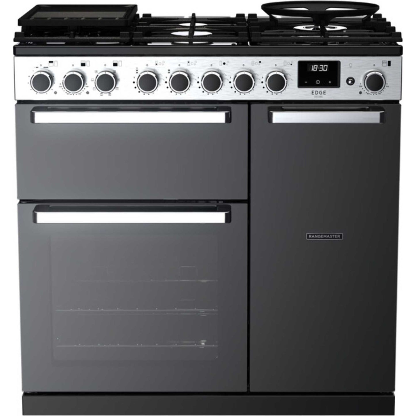 Rangemaster Edge Deluxe 90 90cm Dual Fuel Range Cooker - EDDL90DFGBLK/CM1