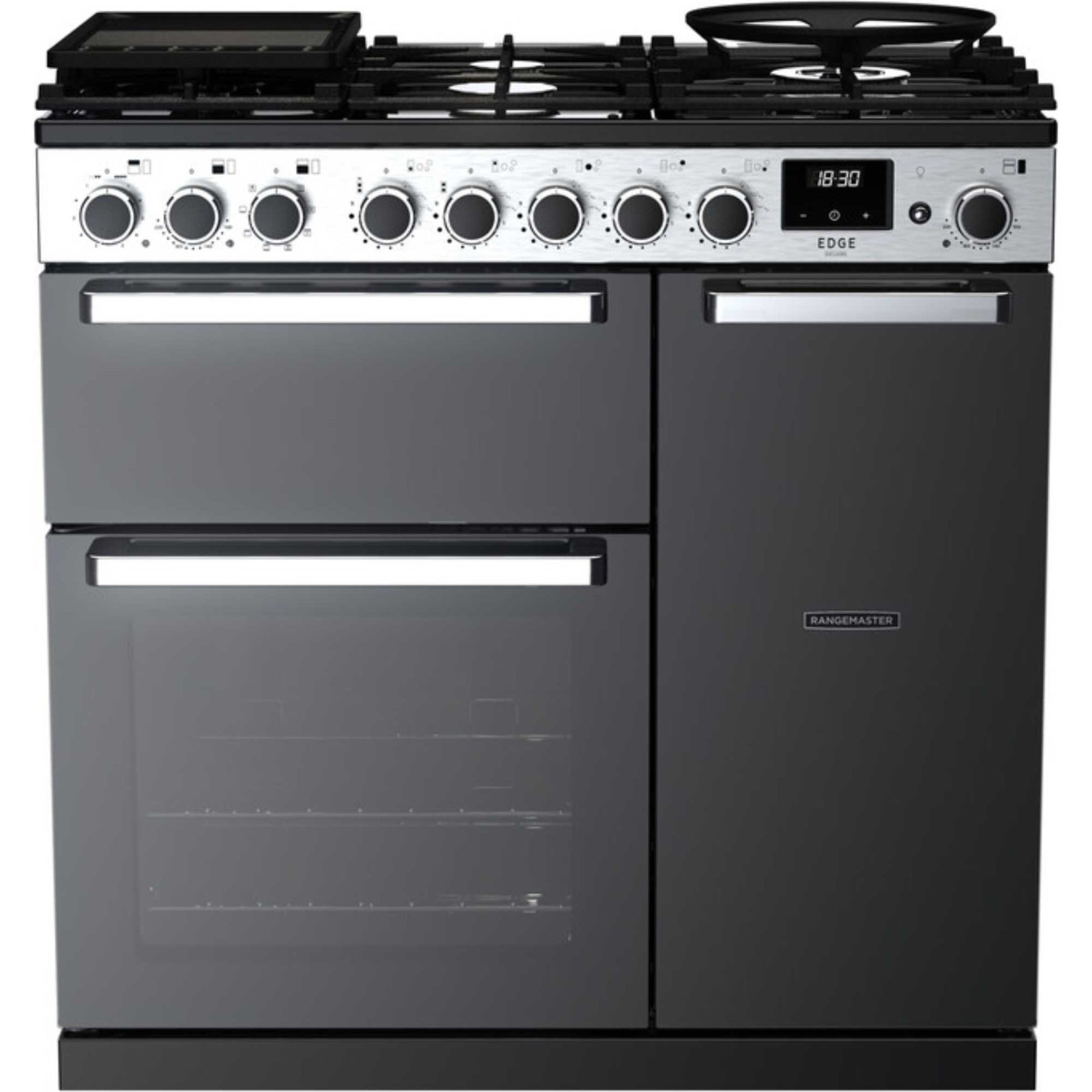 Rangemaster Edge Deluxe 90 90cm Dual Fuel Range Cooker - EDDL90DFGBLK/CM1