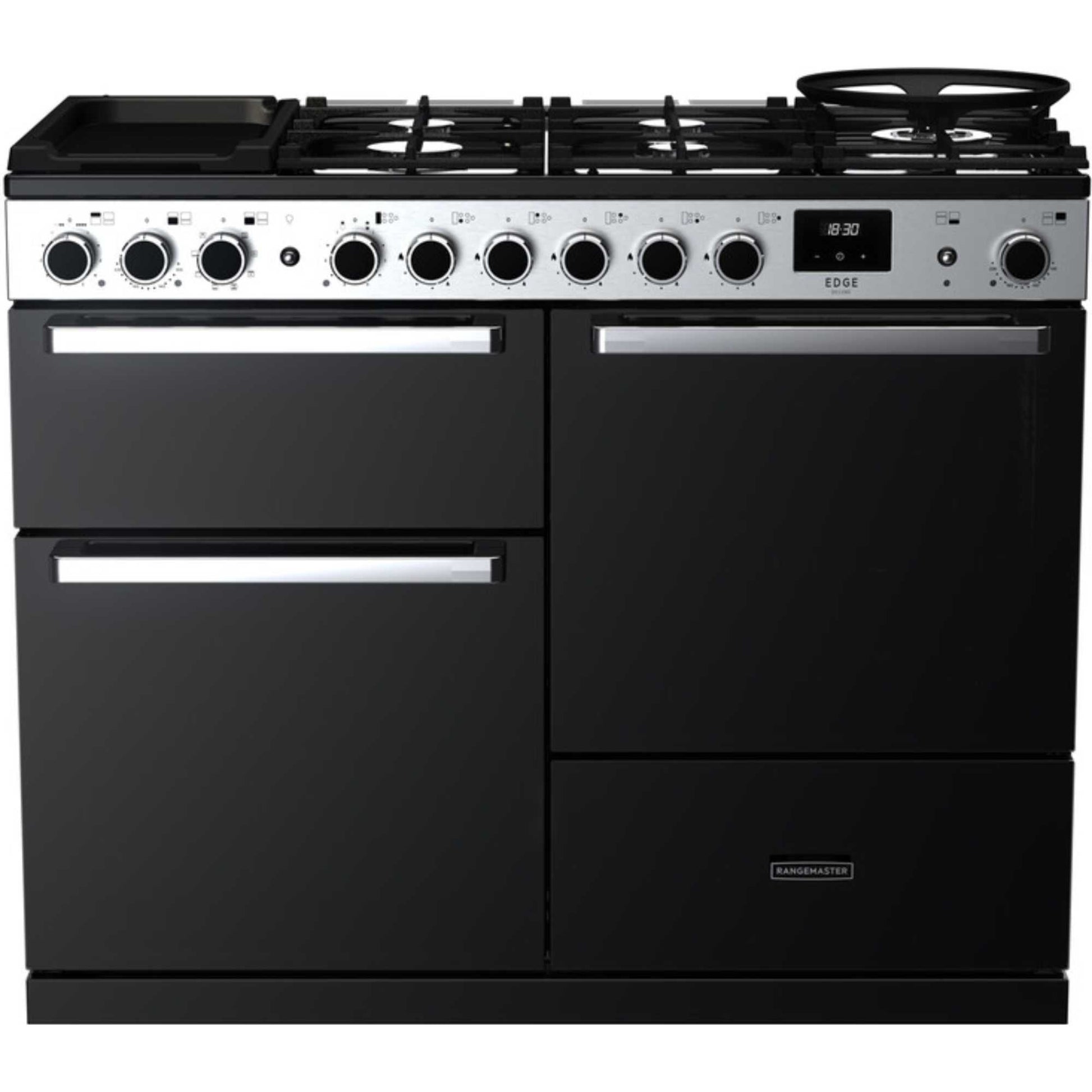 Rangemaster Edge Deluxe 110 110cm Dual Fuel Range Cooker - EDDLO110DFGBLK/CM1