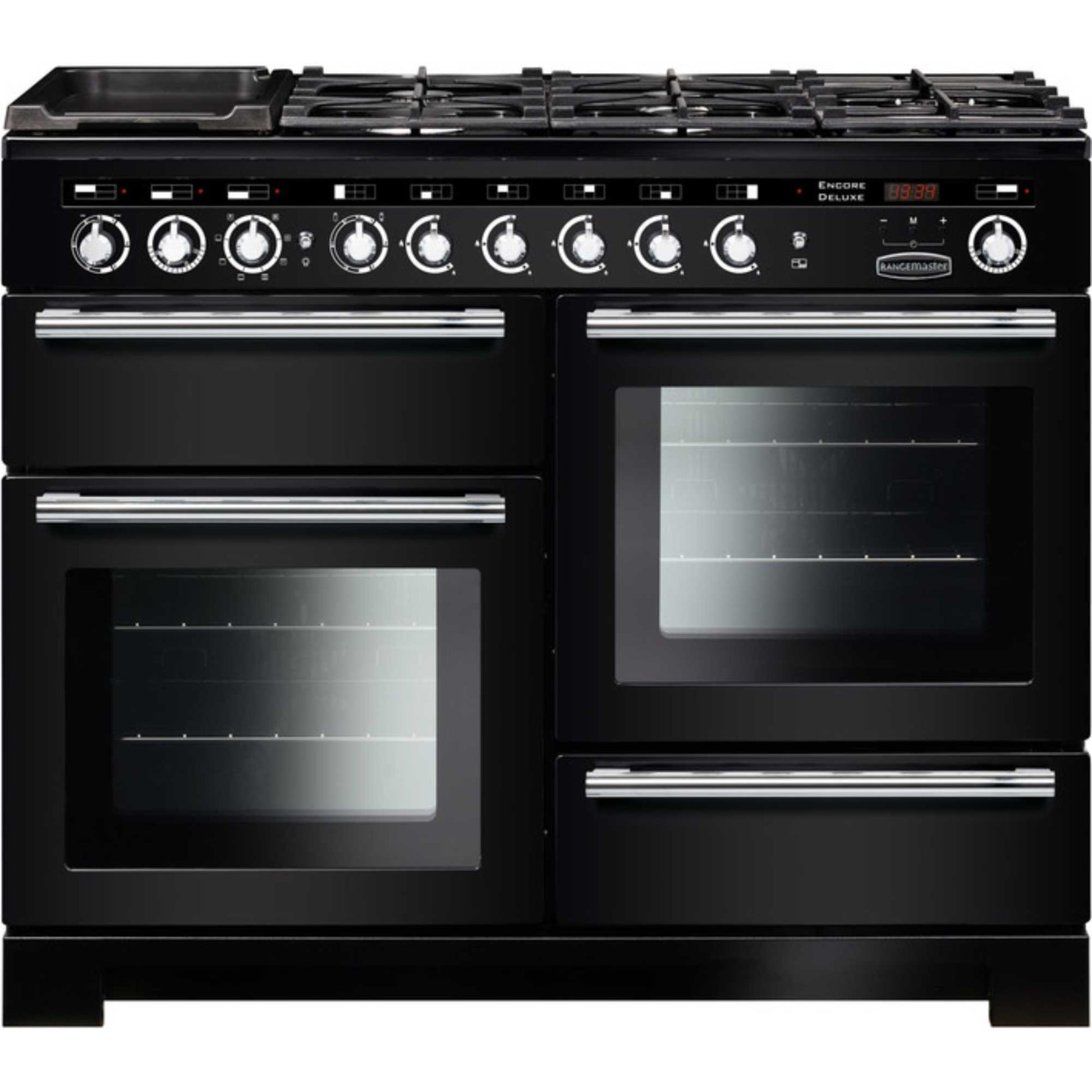 Rangemaster Encore Deluxe 110 110cm Dual Fuel Range Cooker - EDL110DFFBL/C