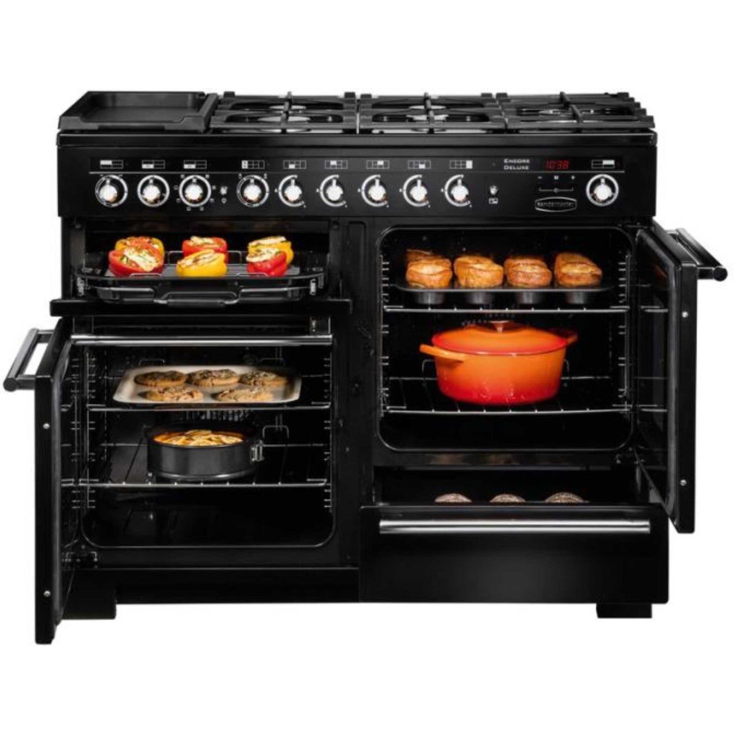 Rangemaster Encore Deluxe 110 110cm Dual Fuel Range Cooker - EDL110DFFBL/C