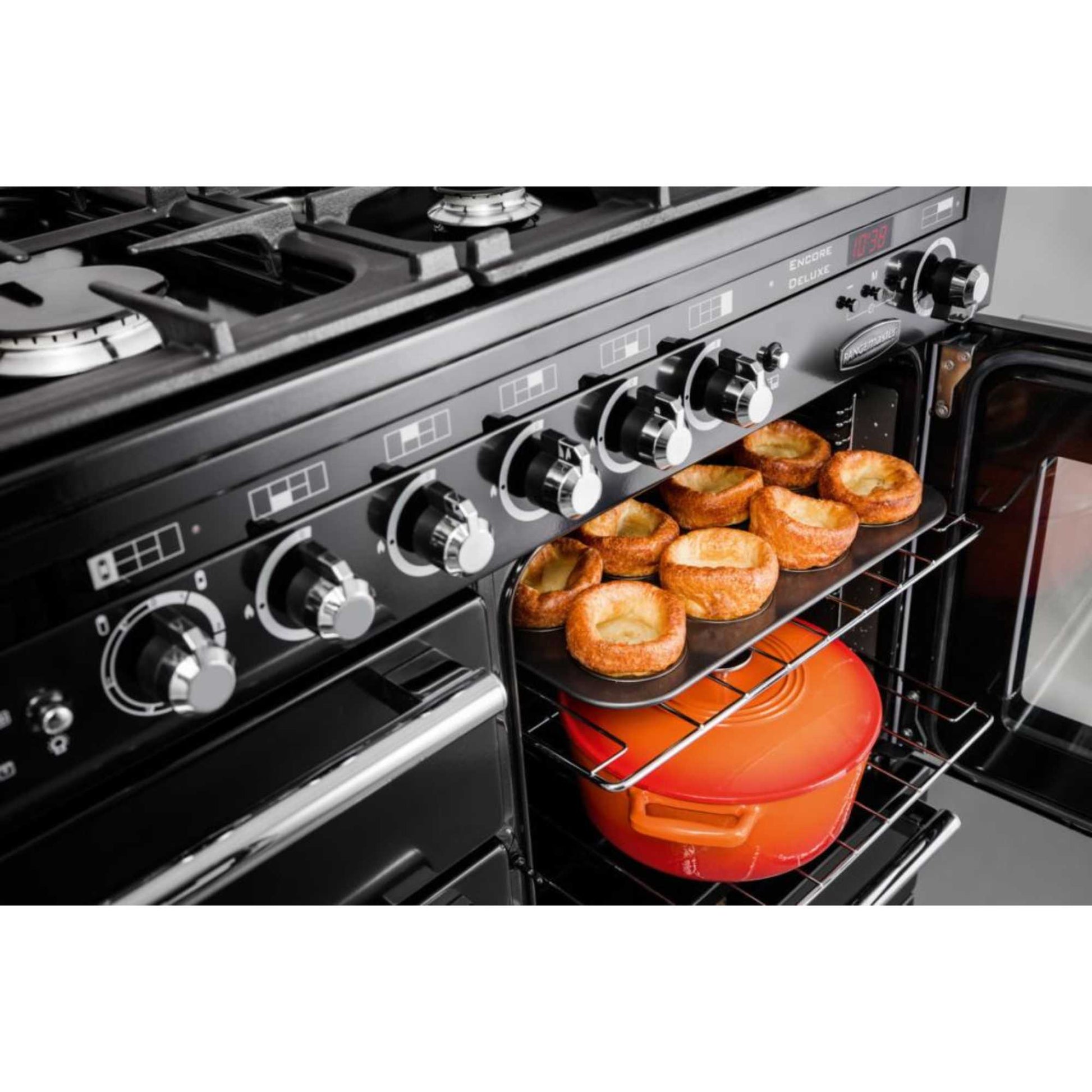 Rangemaster Encore Deluxe 110 110cm Dual Fuel Range Cooker - EDL110DFFBL/C
