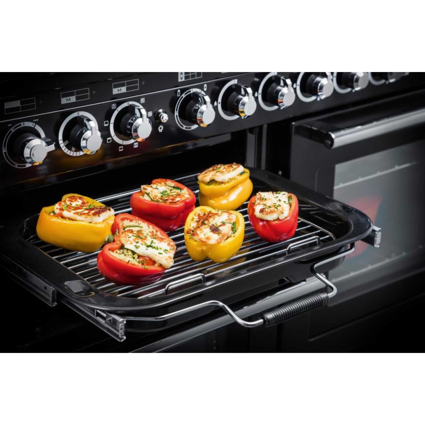 Rangemaster Encore Deluxe 110 110cm Dual Fuel Range Cooker - EDL110DFFBL/C